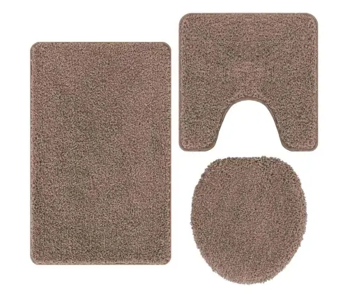 Antisklidus Vonios Kilimėlių Rinkinys 3 Pcs Ruda 50 X 50 Cm Pp