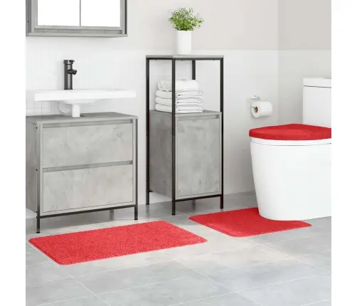 3 Daļu Vannas Paklāju Komplekts Sarkans Polipropilēns Neslīdošs Vidaxl