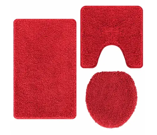 3 Daļu Vannas Paklāju Komplekts Sarkans Polipropilēns Neslīdošs Vidaxl
