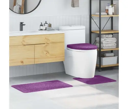 3 Gabalu Vannas Paklāju Komplekts Purpursarkans Polipropilēns Neslīdošs Vidaxl