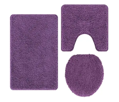 3 Gabalu Vannas Paklāju Komplekts Purpursarkans Polipropilēns Neslīdošs Vidaxl