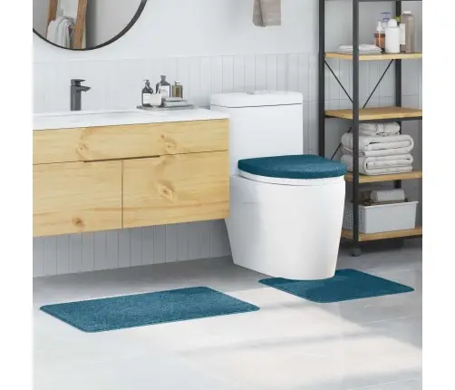 3 Detaļu Vannas Paklāju Komplekts Zils Polipropilēns Neslīdošs Vidaxl