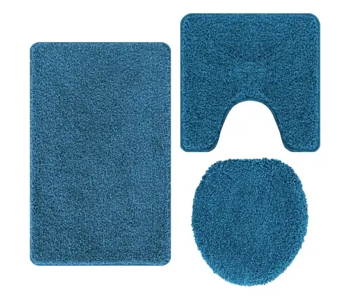 3 Detaļu Vannas Paklāju Komplekts Zils Polipropilēns Neslīdošs Vidaxl