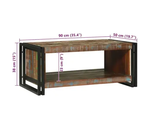 Kohvilaud Mitmevärviline 90 X 50 X 38 Cm Tugev Taastatud Puit