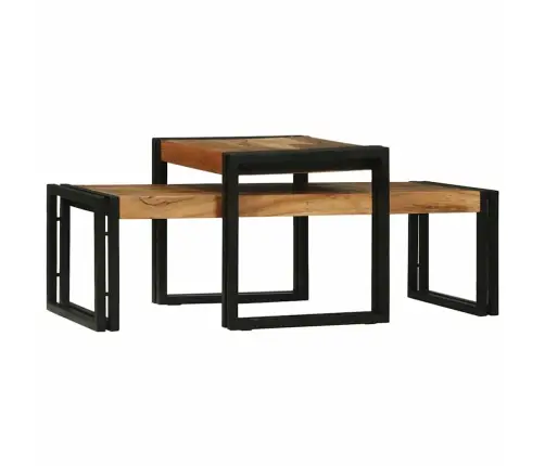 Kavos Staliukas 2 Pcs Ruda Akacijos Medienos Masyvas