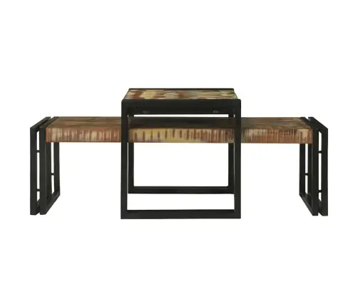 Kafijas Galdiņš 2 Pcs Daudzkrāsains Pārstrādāts Masīvkoks Vidaxl