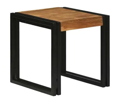 Nesting Galds 3 Pcs Cieta Akācijas Koka Un Metāla Vidaxl