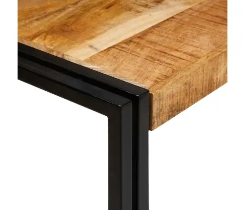 Suklijuotas Stalas 3 Pcs Tvirta Rupios Mangų Medienos Ir Metalo