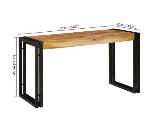 Suklijuotas Stalas 3 Pcs Tvirta Rupios Mangų Medienos Ir Metalo