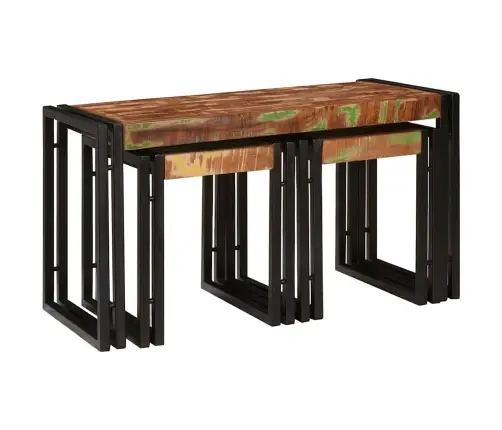 Nesting Galds 3 Pcs Brūna Un Melna Pārstrādāts Masīvkoks Vidaxl Nesting Galds 3 Pcs Brūna Un Melna Pārstrādāts Masīvkoks Vidaxl