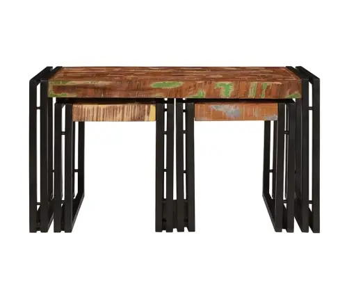 Nesting Galds 3 Pcs Brūna Un Melna Pārstrādāts Masīvkoks Vidaxl Nesting Galds 3 Pcs Brūna Un Melna Pārstrādāts Masīvkoks Vidaxl