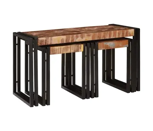 Nesting Galds 3 Pcs Brūna Un Melna Pārstrādāts Masīvkoks Vidaxl Nesting Galds 3 Pcs Brūna Un Melna Pārstrādāts Masīvkoks Vidaxl