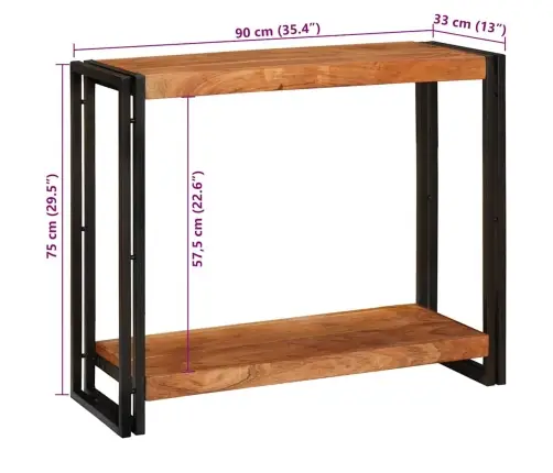 Konsoollaud Riiuliga Pruun 90 X 33 X 75 Cm Tugev Akatsiapuu