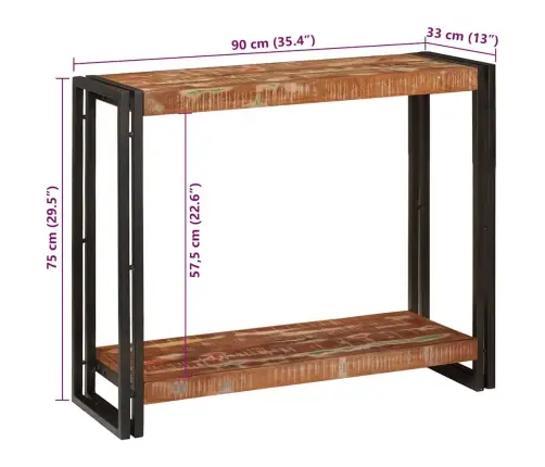 Konsoollaud Mitmevärviline 90 X 33 X 75 Cm Tugev Taastatud Puit