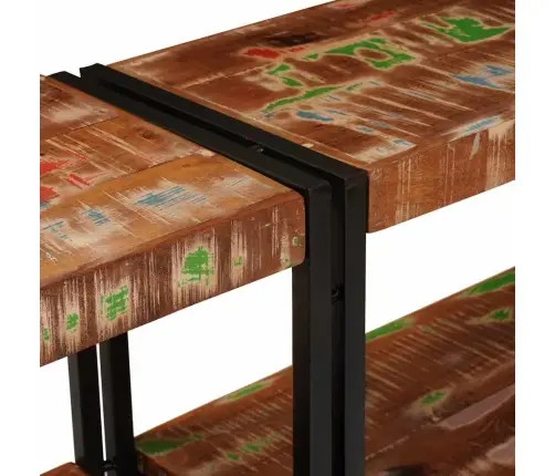 Konsoollaud Riiuliga Mitmevärviline Tugev Taastatud Puit