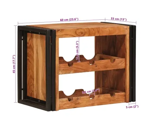 Vīna Plaukts Brūna 100 X 45 X 33 Cm Cietā Akācijas Koks Vidaxl