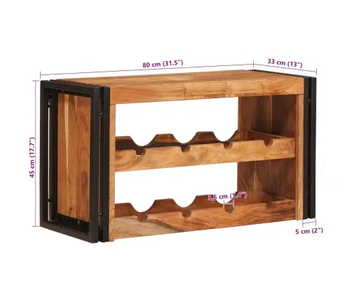 Vīna Plaukts Brūna 100 X 45 X 33 Cm Cietā Akācijas Koks Vidaxl