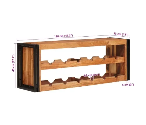 Vīna Plaukts Brūna 100 X 45 X 33 Cm Cietā Akācijas Koks Vidaxl
