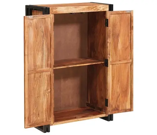 Augstais Galds Ar Durvīm Brūna Solidais Akācijas Koks Un Metāls Vidaxl