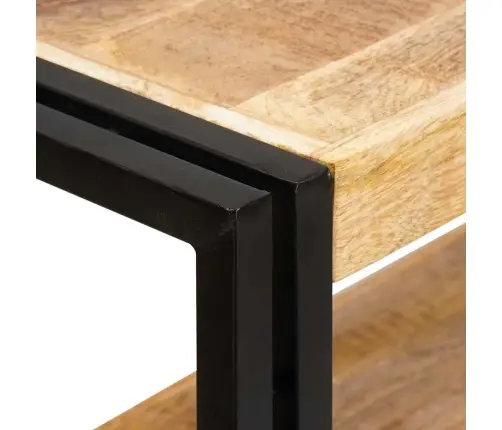 Grāmatplaukts Ar Durvīm Brūna Ciets Raupjš Mango Koks Un Metāls Vidaxl