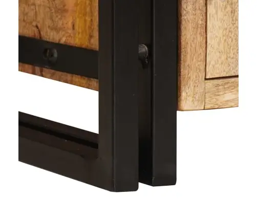 Grāmatplaukts Ar Durvīm Brūna Ciets Raupjš Mango Koks Un Metāls Vidaxl
