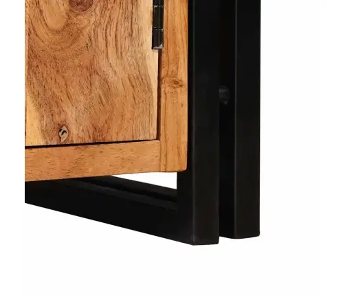 Grāmatplaukts Ar Durvīm Brūna Solidais Akācijas Koks Un Metāls Vidaxl