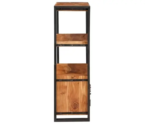 Grāmatplaukts Ar Durvīm Brūna Solidais Akācijas Koks Un Metāls Vidaxl