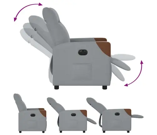 Elektrisks Atpūtas Krēsls, Atgāžams, Gaiši Pelēks Audums Vidaxl