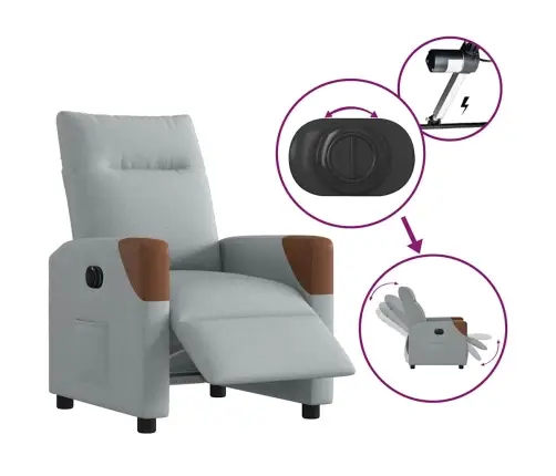 Elektrisks Atpūtas Krēsls, Atgāžams, Gaiši Pelēks Audums Vidaxl