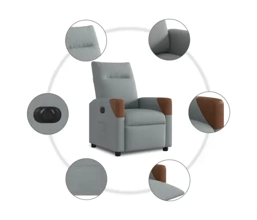 Elektrisks Atpūtas Krēsls, Atgāžams, Gaiši Pelēks Audums Vidaxl