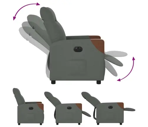 Elektrisks Atpūtas Krēsls, Atgāžams, Tumši Pelēks Audums Vidaxl