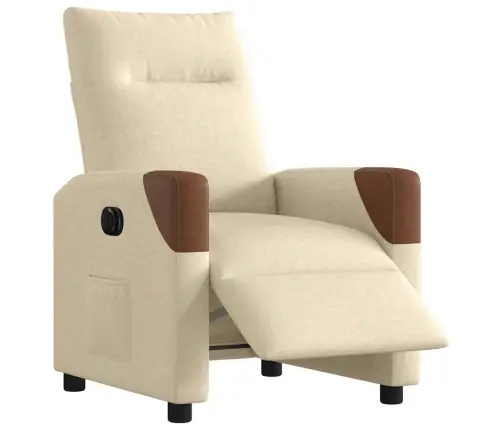 Elektrisks Atpūtas Krēsls, Atgāžams, Krēmkrāsas Audums Vidaxl