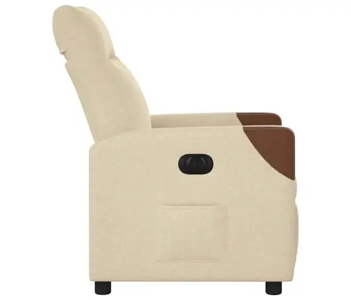 Elektrisks Atpūtas Krēsls, Atgāžams, Krēmkrāsas Audums Vidaxl