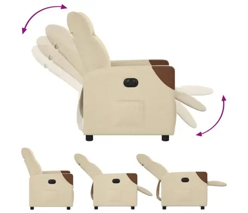 Elektrisks Atpūtas Krēsls, Atgāžams, Krēmkrāsas Audums Vidaxl