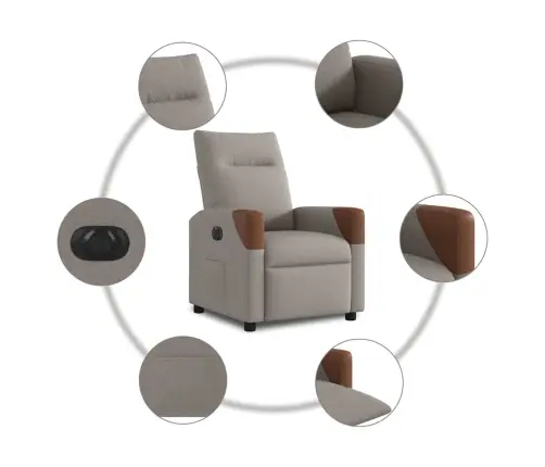 Elektrisks Atpūtas Krēsls, Atgāžams, Pelēkbrūns Audums Vidaxl Elektrisks Atpūtas Krēsls, Atgāžams, Pelēkbrūns Audums Vidaxl