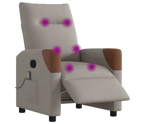 Elektrisks Masāžas Krēsls, Atgāžams, Pelēkbrūns Audums Vidaxl