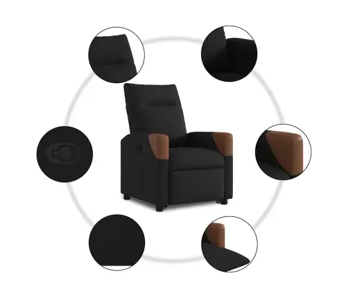 Atpūtas Krēsls, Paceļams, Atgāžams, Melns Audums Vidaxl