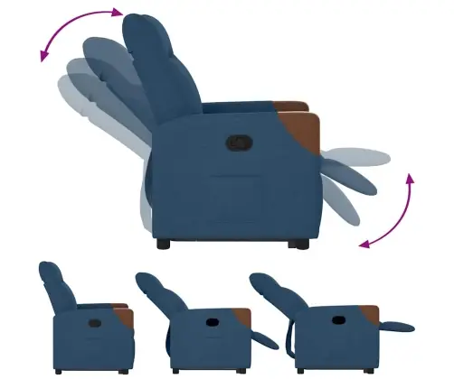 Atpūtas Krēsls, Paceļams, Atgāžams, Zils Audums Vidaxl