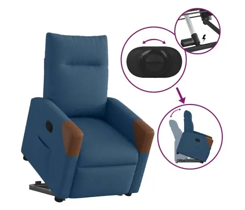 Atpūtas Krēsls, Paceļams, Atgāžams, Zils Audums Vidaxl