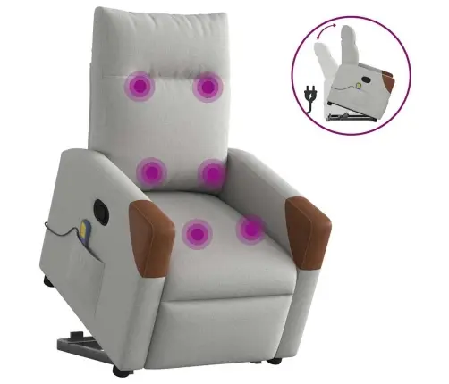 Masāžas Krēsls, Paceļams, Atgāžams, Mākonis Pelēks Audums Vidaxl Masāžas Krēsls, Paceļams, Atgāžams, Mākonis Pelēks Audums Vidaxl
