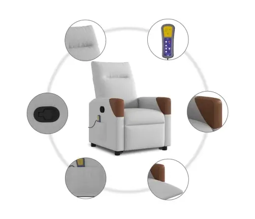 Masāžas Krēsls, Paceļams, Atgāžams, Mākonis Pelēks Audums Vidaxl Masāžas Krēsls, Paceļams, Atgāžams, Mākonis Pelēks Audums Vidaxl