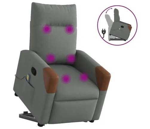 Masāžas Krēsls, Paceļams, Atgāžams, Tumši Pelēks Audums Vidaxl Masāžas Krēsls, Paceļams, Atgāžams, Tumši Pelēks Audums Vidaxl