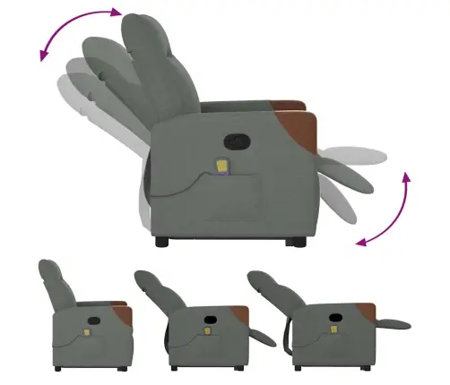 Masāžas Krēsls, Paceļams, Atgāžams, Tumši Pelēks Audums Vidaxl Masāžas Krēsls, Paceļams, Atgāžams, Tumši Pelēks Audums Vidaxl