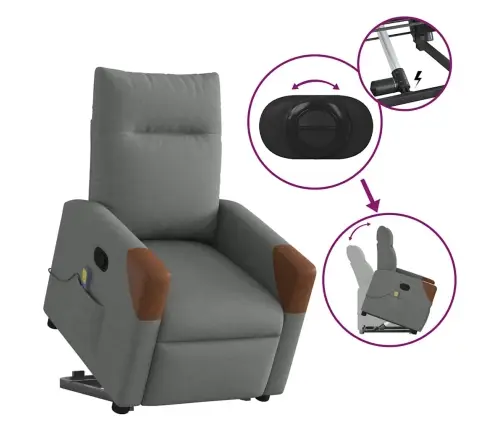 Masāžas Krēsls, Paceļams, Atgāžams, Tumši Pelēks Audums Vidaxl Masāžas Krēsls, Paceļams, Atgāžams, Tumši Pelēks Audums Vidaxl