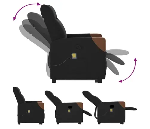 Masāžas Krēsls, Paceļams, Atgāžams, Melns Audums Vidaxl