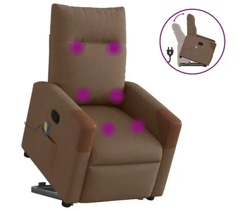 Masāžas Krēsls, Paceļams, Atgāžams, Brūns Audums Vidaxl