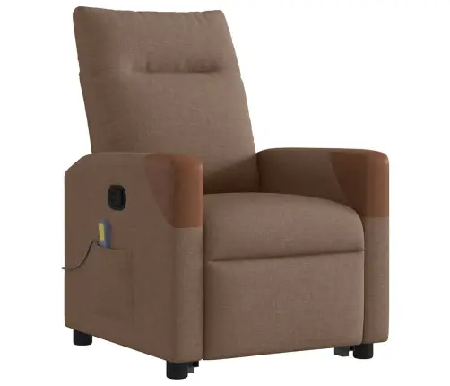 Masāžas Krēsls, Paceļams, Atgāžams, Brūns Audums Vidaxl