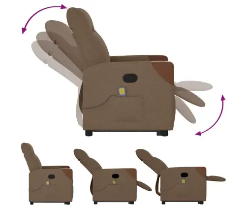 Masāžas Krēsls, Paceļams, Atgāžams, Brūns Audums Vidaxl