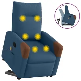 Masāžas Krēsls, Paceļams, Atgāžams, Zils Audums Vidaxl