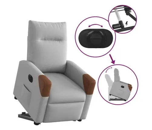 Elektrisks Atpūtas Krēsls, Paceļams, Atgāžams, Mākonis Pelēks Vidaxl